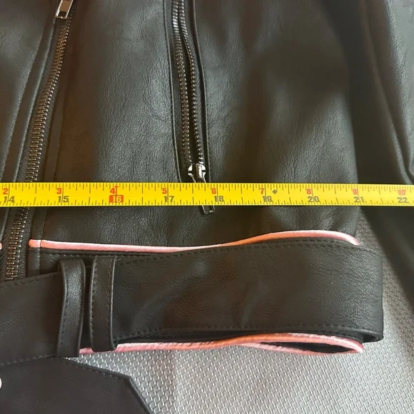 NWOT Sugar Thrillz Moto Jacket with Puffy Pink Heart Accents - Picture 7 of 9